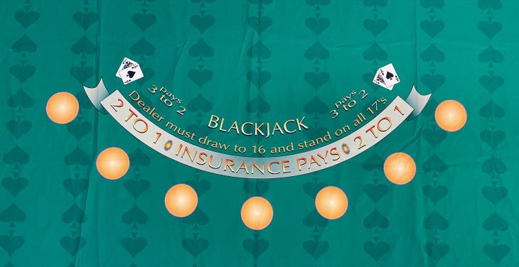 Blackjack Layout with Betting and Toke Circles: 75in x 62in (Billiard Cloth) main image